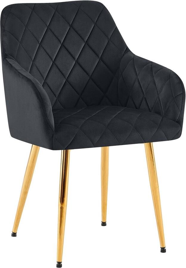 CLP Monett Eetkamerstoel met armleuning klassiek metalen frame Velvet goud zwart