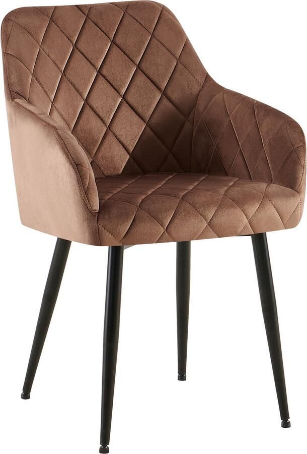 Clp Monett Eetkamerstoel met armleuning klassiek metalen frame Fluweel Metaal mat zwart bruin