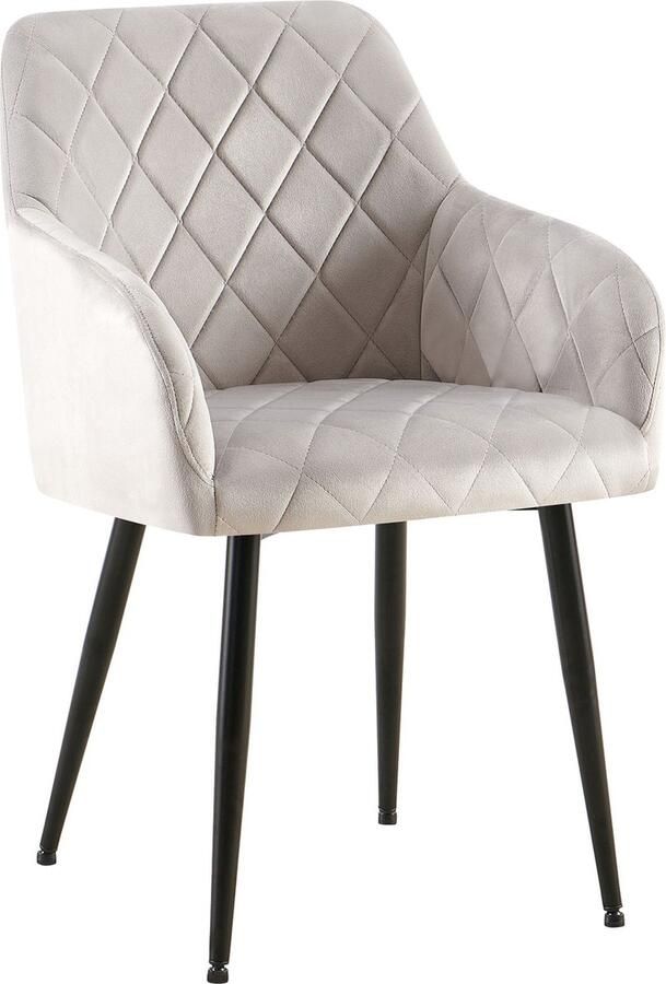 Clp Monett Eetkamerstoel met armleuning klassiek metalen frame Fluweel Metaal mat zwart grijs