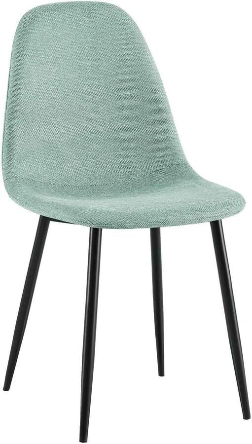 CLP Napier Eetkamerstoel Modern Design Zonder armleuning Metalen Onderstel Comfortabele Rugleuning Max. 150 kg Stof lichtgroen