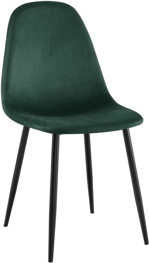 CLP Napier Eetkamerstoel Modern Design Zonder armleuning Metalen Onderstel Comfortabele Rugleuning Max. 150 kg Fluweel groen