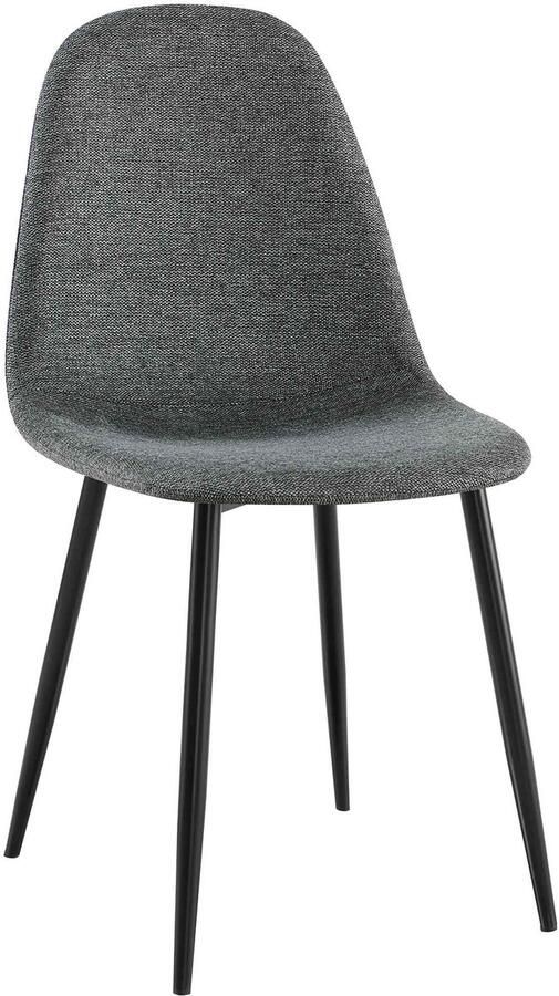 CLP Napier Eetkamerstoel Modern Design Zonder armleuning Metalen Onderstel Comfortabele Rugleuning Max. 150 kg Stof grijs