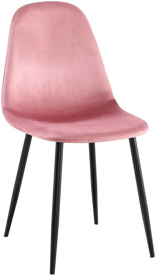 CLP Napier Eetkamerstoel Modern Design Zonder armleuning Metalen Onderstel Comfortabele Rugleuning Max. 150 kg Fluweel roze