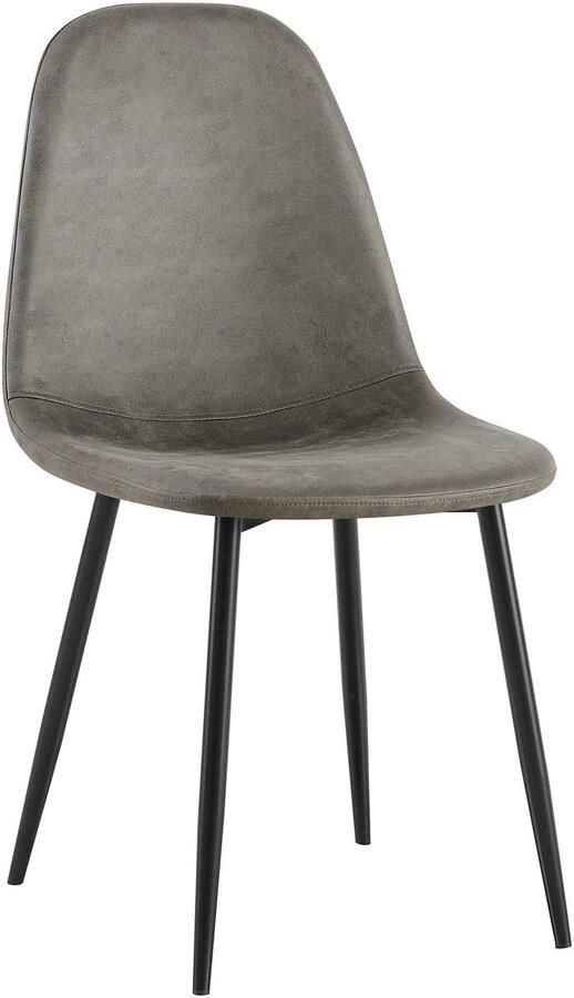 CLP Napier Eetkamerstoel Modern Design Zonder armleuning Metalen Onderstel Comfortabele Rugleuning Max. 150 kg Vintage kunstleer donkergrijs