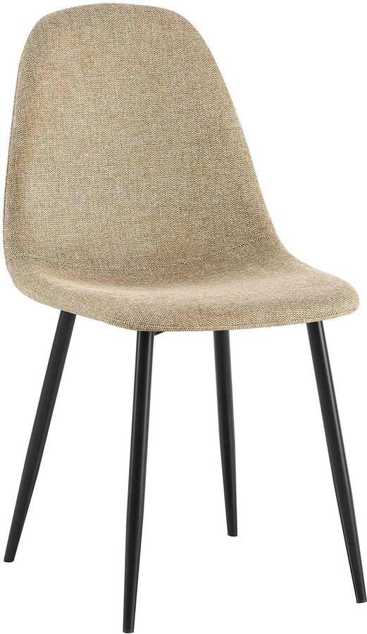 CLP Napier Eetkamerstoel Modern Design Zonder armleuning Metalen Onderstel Comfortabele Rugleuning Max. 150 kg Stof licht grijs