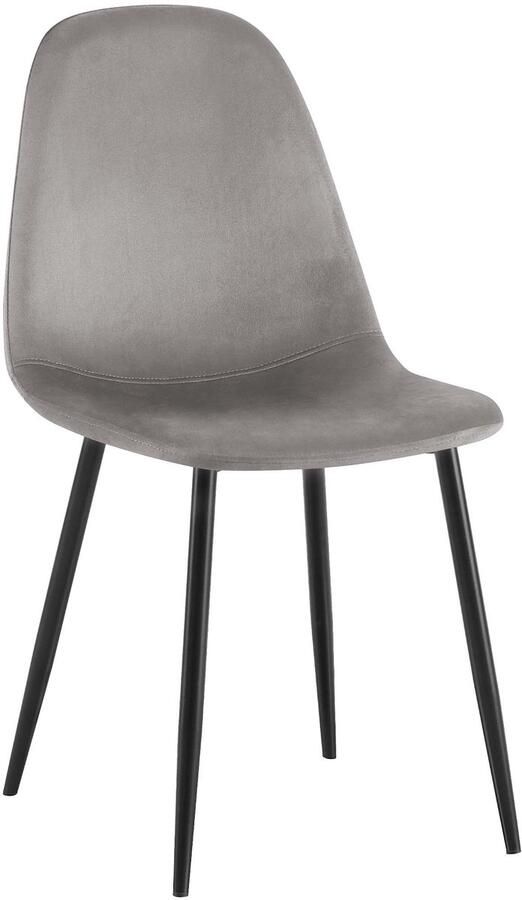 CLP Napier Eetkamerstoel Modern Design Zonder armleuning Metalen Onderstel Comfortabele Rugleuning Max. 150 kg Fluweel grijs