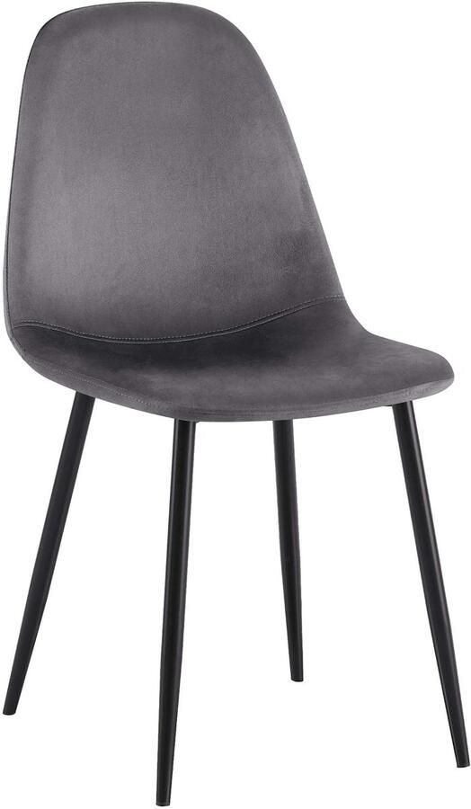 CLP Napier Eetkamerstoel Modern Design Zonder armleuning Metalen Onderstel Comfortabele Rugleuning Max. 150 kg Fluweel donkergrijs