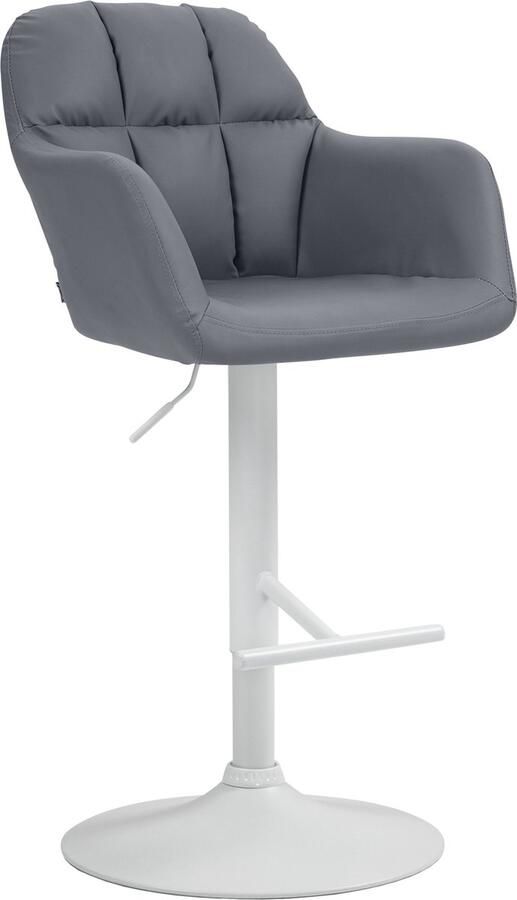 CLP Natoma Barkruk Met rugleuning Verstelbaar Met voetensteun Kunstleer Metaal mat wit grijs