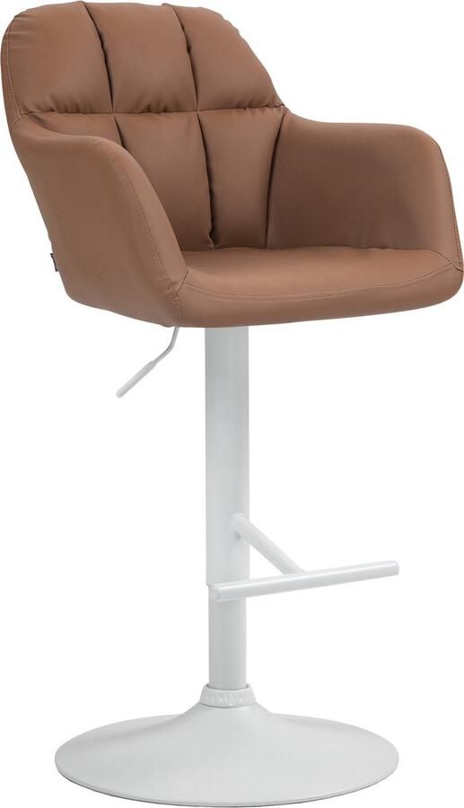 CLP Natoma Barkruk Met rugleuning Verstelbaar Met voetensteun Kunstleer Metaal mat wit licht bruin