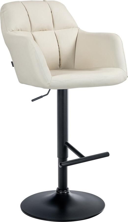 Clp Natoma Barkruk Met rugleuning Verstelbaar Met voetensteun Kunstleer Metaal mat zwart creme