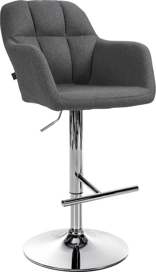 CLP Natoma Barkruk Met rugleuning Verstelbaar Met voetensteun Stof Metaal in chroomoptiek donkergrijs