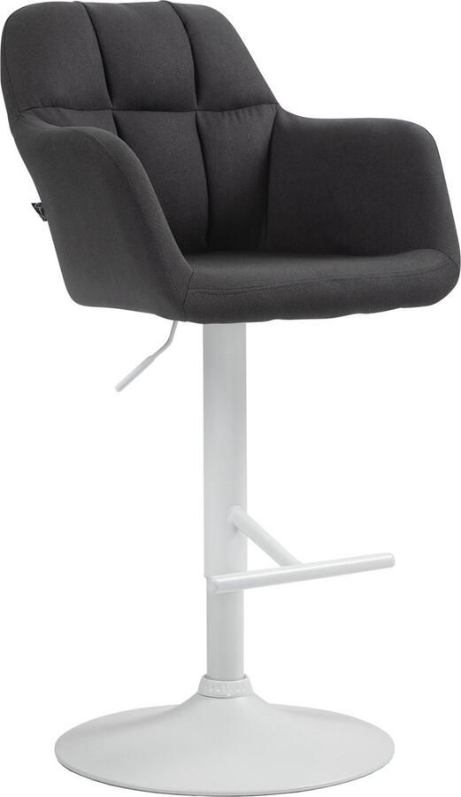 CLP Natoma Barkruk Met rugleuning Verstelbaar Met voetensteun Stof Metaal mat wit zwart