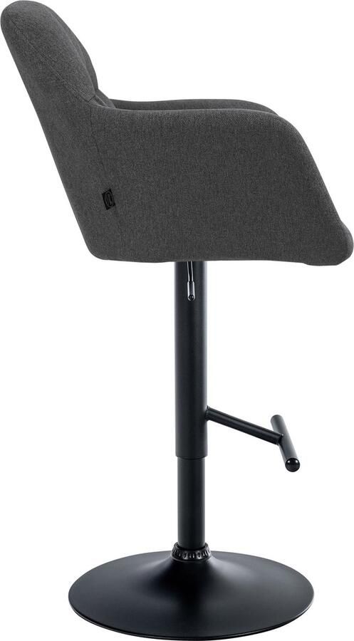 CLP Natoma Barkruk Met rugleuning Verstelbaar Met voetensteun Stof Metaal mat zwart donkergrijs