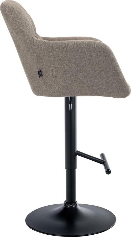 CLP Natoma Barkruk Met rugleuning Verstelbaar Met voetensteun Stof Metaal mat zwart taupe