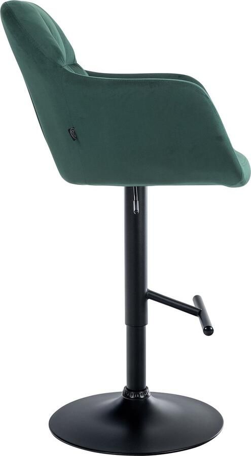 Clp Natoma Barkruk Met rugleuning Verstelbaar Met voetensteun Velvet Fluweel Metaal mat zwart groen