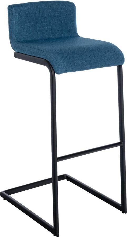 CLP Newport Barkruk met rugleuning met zwart roestvrijstalen frame voetensteun zwart blauw