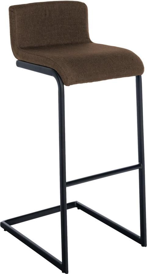CLP Newport Barkruk met rugleuning met zwart roestvrijstalen frame voetensteun zwart bruin