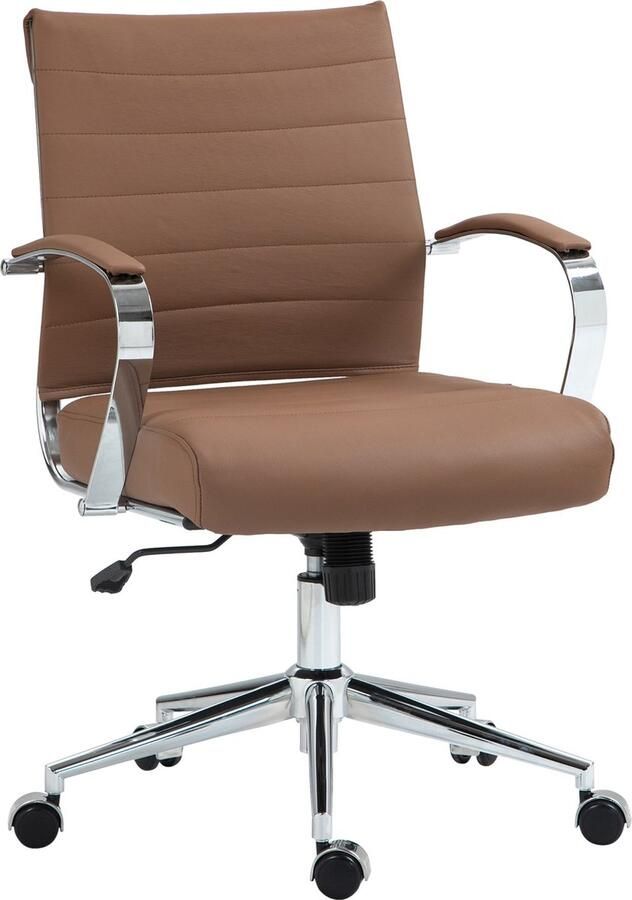 Clp Oakland Bureaustoel Ergonomisch Voor volwassenen Met armleuningen Echt leer licht bruin Echt leer