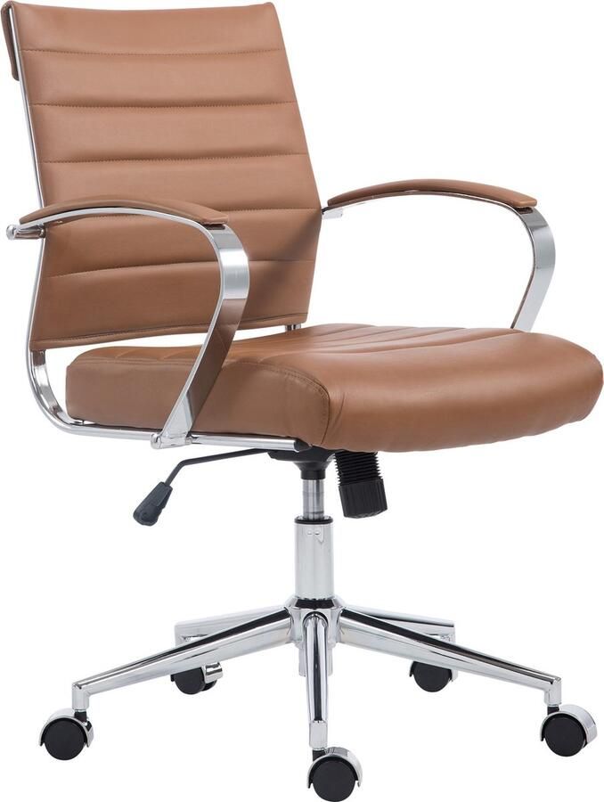 CLP Oakland Bureaustoel Ergonomisch Voor volwassenen Met armleuningen licht bruin Kunstleer