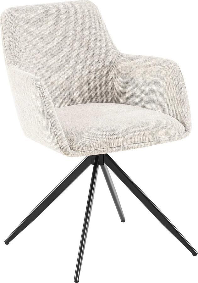 Clp Olema Eetkamerstoel Draaibaar Met armleuning Metalen frame Stof creme