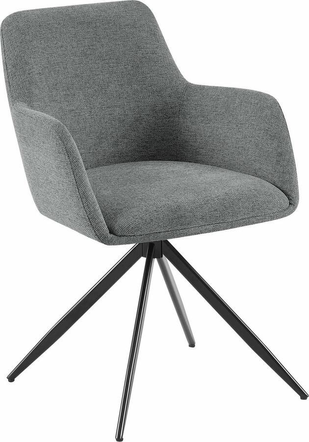 CLP Olema Eetkamerstoel Draaibaar Met armleuning Metalen frame Stof grijs