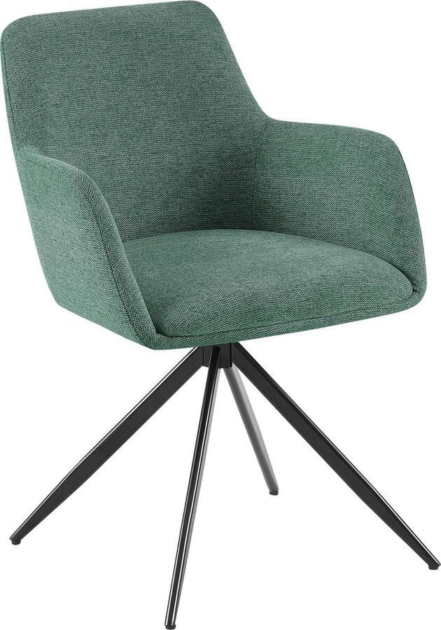 Clp Olema Eetkamerstoel Draaibaar Met armleuning Metalen frame Stof groen
