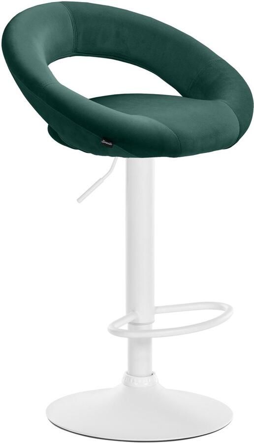 CLP Olinda Barkruk met rugleuning hoogte verstelbaar draaibaar voetensteun velvet fluweel wit groen