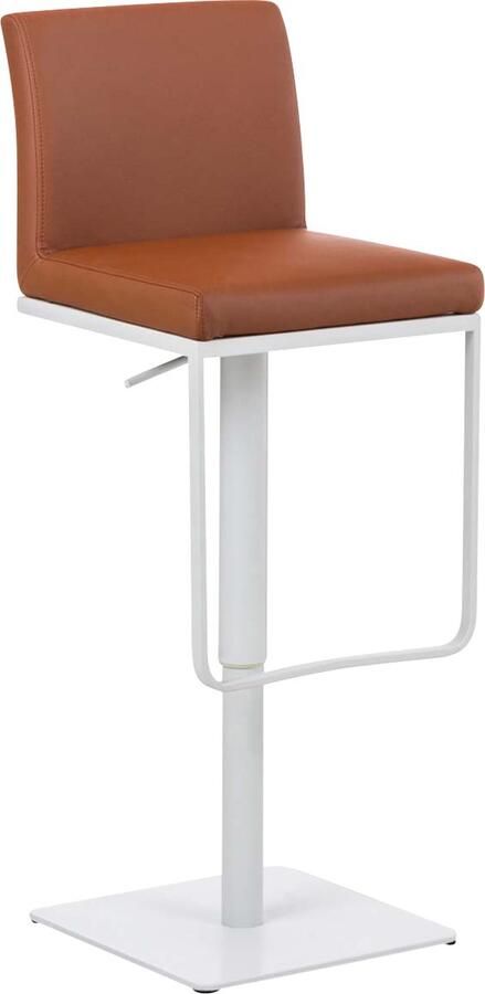 Clp Panama Barkruk Met rugleuning Voetsteun Kunstleer licht bruin wit