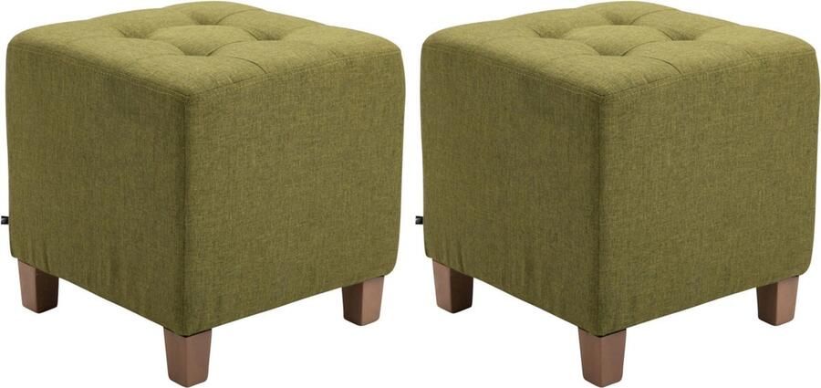 CLP Pharao Set van 2 hockers Kruk Vierkant antiek-licht groen