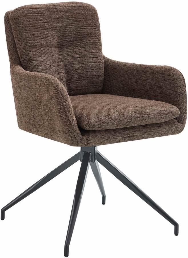 CLP Pickett Eetkamerstoel met armleuning klassiek draaibaar met rugleuning stof bruin