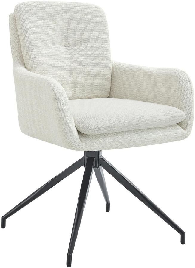 CLP Pickett Eetkamerstoel met armleuning klassiek draaibaar met rugleuning stof creme