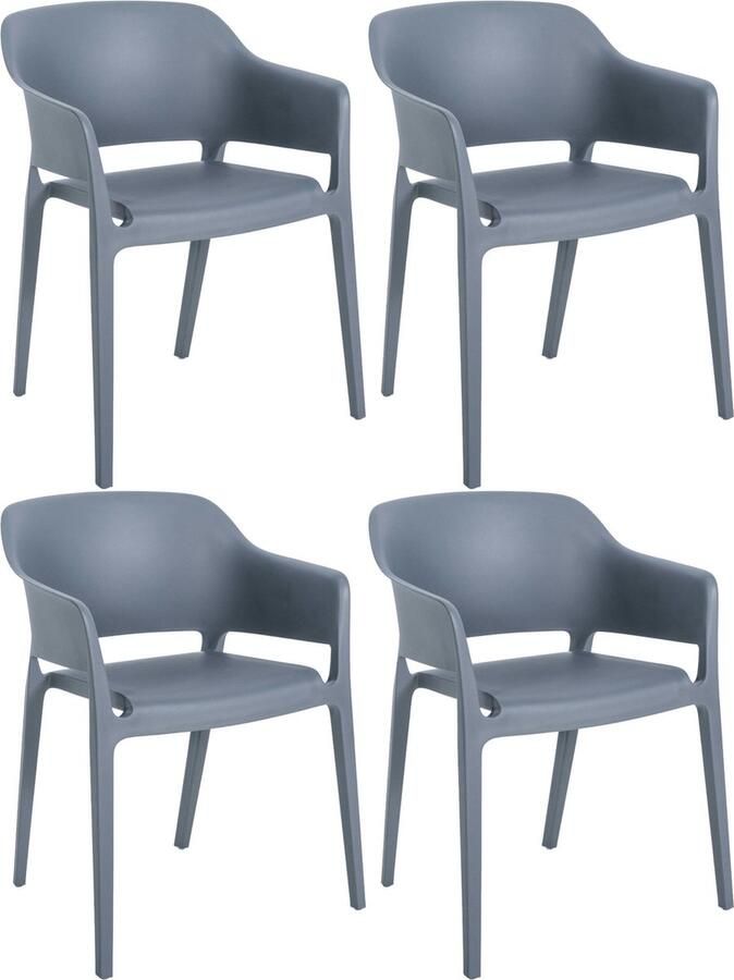 Clp Puebla Set van 4 tuinstoelen Stapelbaar Weerbestendig antraciet