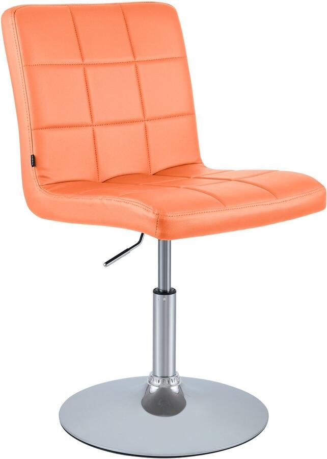 CLP Ricky Eetkamerstoel Draaibaar & in Hoogte Verstelbaar Chroom Onderstel Modern Design Kunstleer oranje