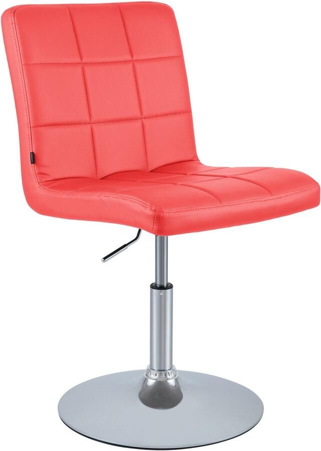 CLP Ricky Eetkamerstoel Draaibaar & in Hoogte Verstelbaar Chroom Onderstel Modern Design Kunstleer rood