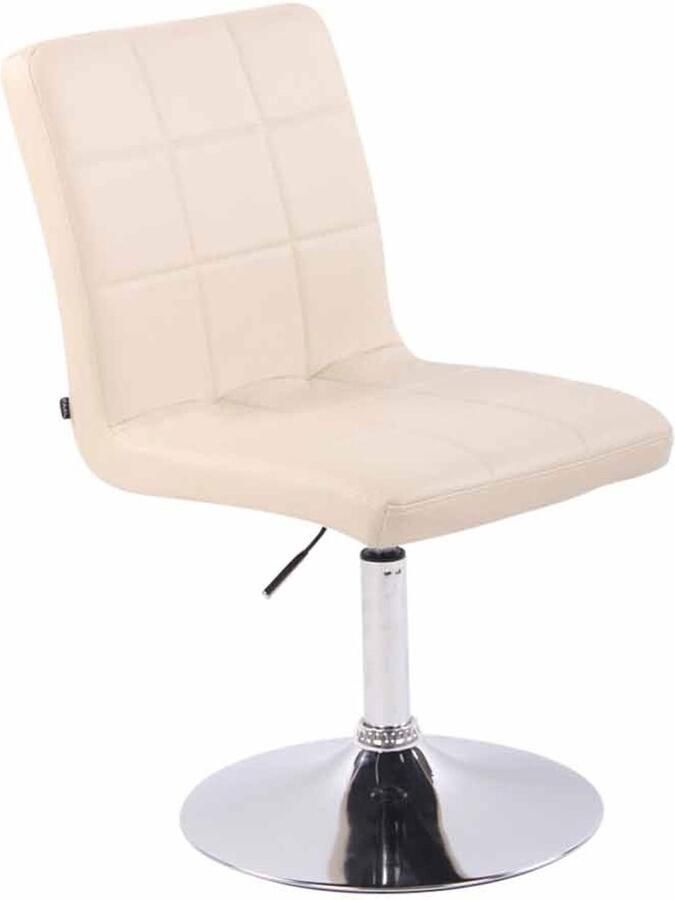CLP Ricky Eetkamerstoel Draaibaar & in Hoogte Verstelbaar Chroom Onderstel Modern Design Kunstleer creme - Foto 2