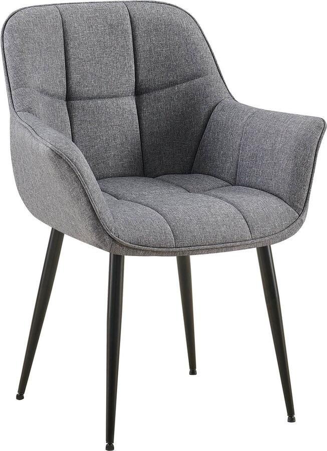 CLP Roseville Eetkamerstoel Met armleuningen Klassiek donkergrijs Stof