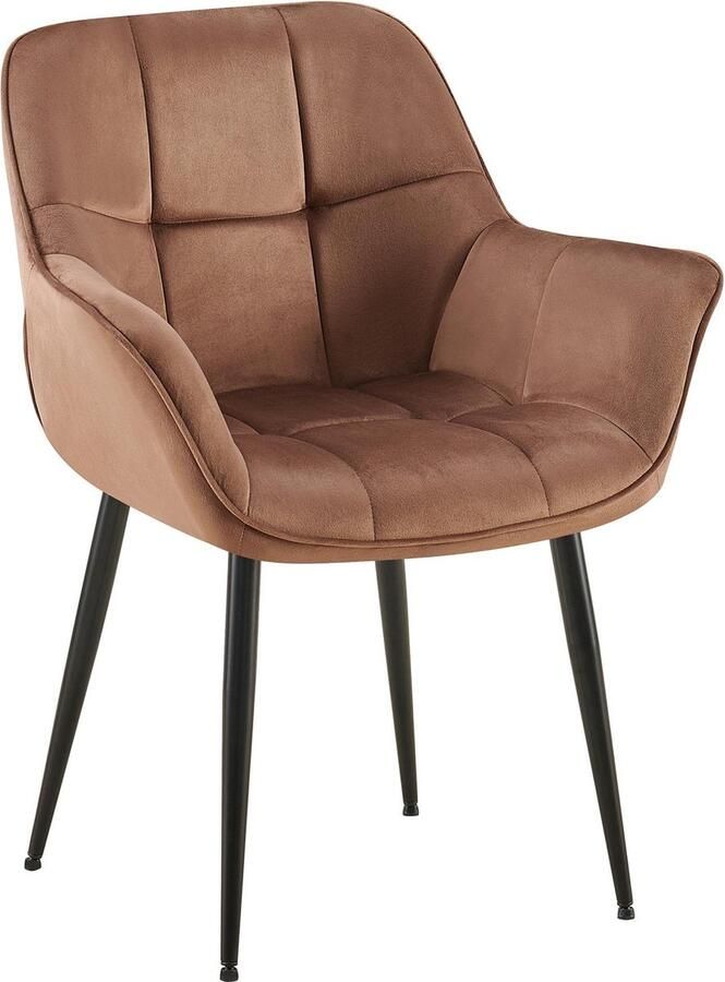 CLP Roseville Eetkamerstoel Met armleuningen Klassiek Fluweel bruin
