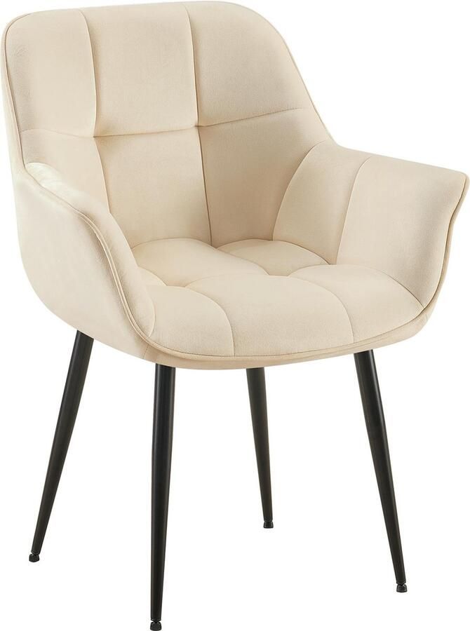 Clp Roseville Eetkamerstoel Met armleuningen Klassiek Fluweel creme