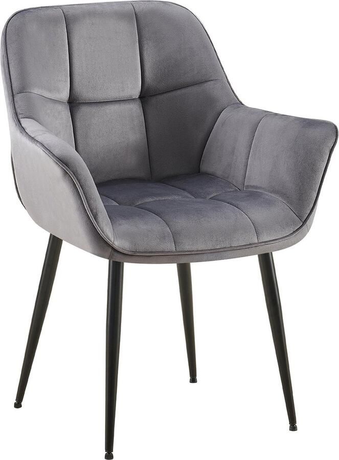 CLP Roseville Eetkamerstoel Met armleuningen Klassiek Fluweel donkergrijs