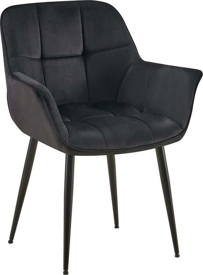 Clp Roseville Eetkamerstoel Met armleuningen Klassiek Fluweel zwart
