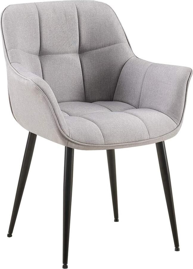 CLP Roseville Eetkamerstoel Met armleuningen Klassiek grijs Stof
