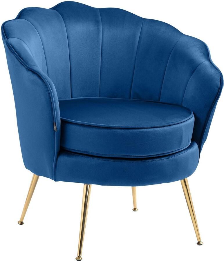 CLP Rosita Fauteuil Met armleuning Goudkleurig metalen frame Velvet Fluweel blauw