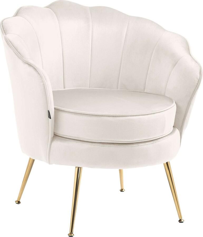 CLP Rosita Fauteuil Met armleuning Goudkleurig metalen frame Velvet Fluweel creme