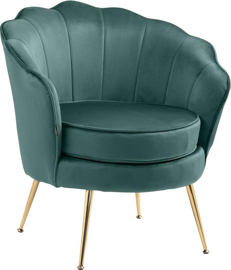 CLP Rosita Fauteuil Met armleuning Goudkleurig metalen frame Velvet Fluweel groen