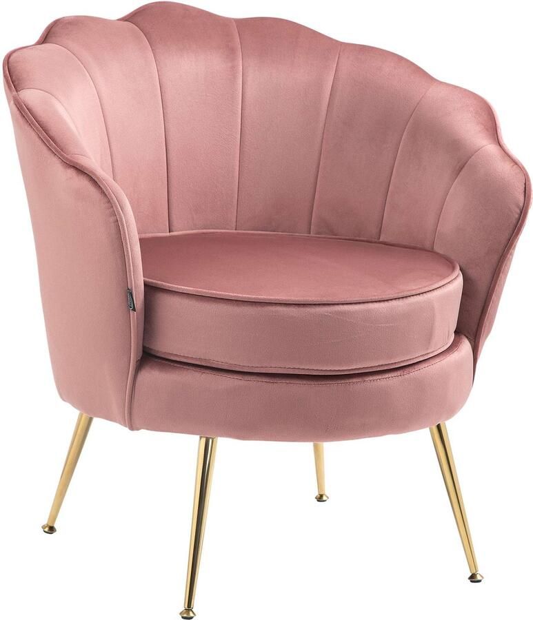 CLP Rosita Fauteuil Met armleuning Goudkleurig metalen frame Velvet Fluweel roze