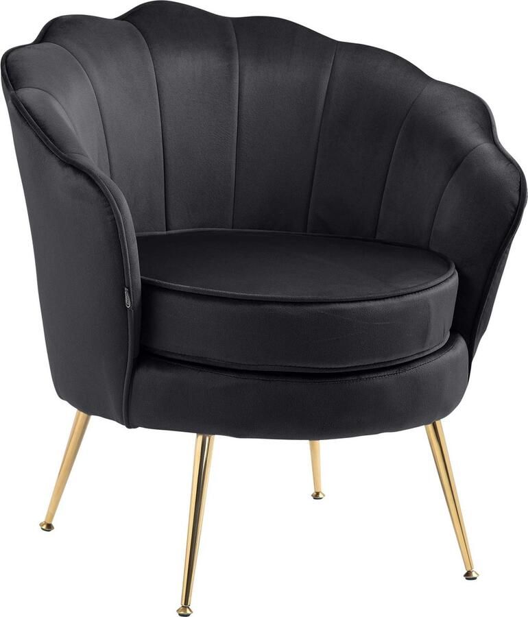CLP Rosita Fauteuil Met armleuning Goudkleurig metalen frame Velvet Fluweel zwart