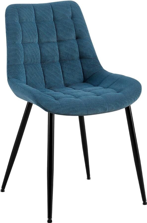 CLP Sardna Eetkamerstoel klassiek metalen frame corduroy Ribstof blauw