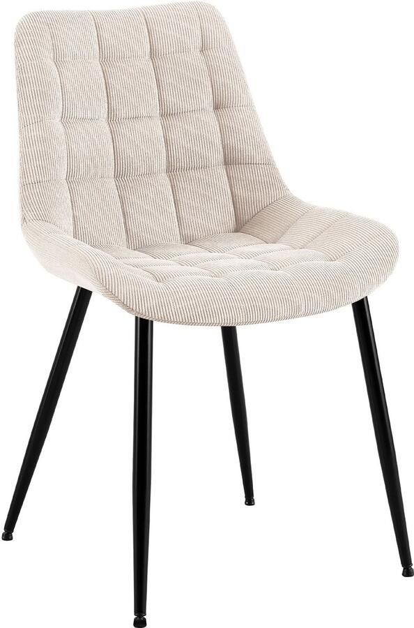 CLP Sardna Eetkamerstoel klassiek metalen frame corduroy Ribstof creme