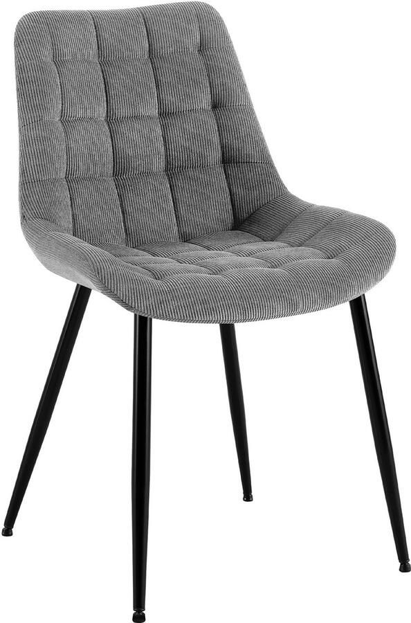 CLP Sardna Eetkamerstoel klassiek metalen frame corduroy Ribstof grijs