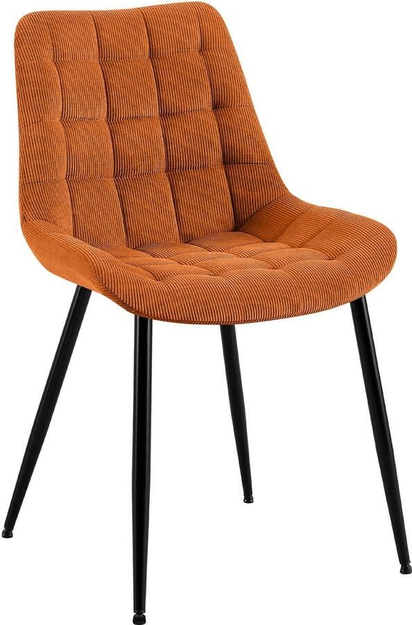 CLP Sardna Eetkamerstoel klassiek metalen frame corduroy Ribstof oranje